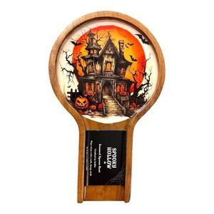 Spooky Hollow Halloween Enamel And Wood Haunted Mansion Spoon Rest Food Safe